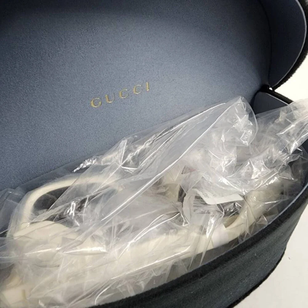 Gucci Logo-Cutout Acetate Rectangle Sunglasses Men's Matte Solid White